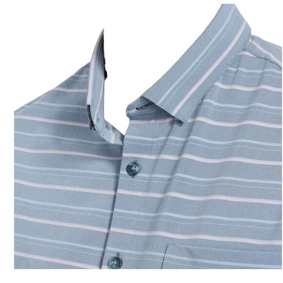 Mizzen & Main Leeward Dress Shirt, Chambray-look Performance Fabric, sz XL - Picture 8 of 11